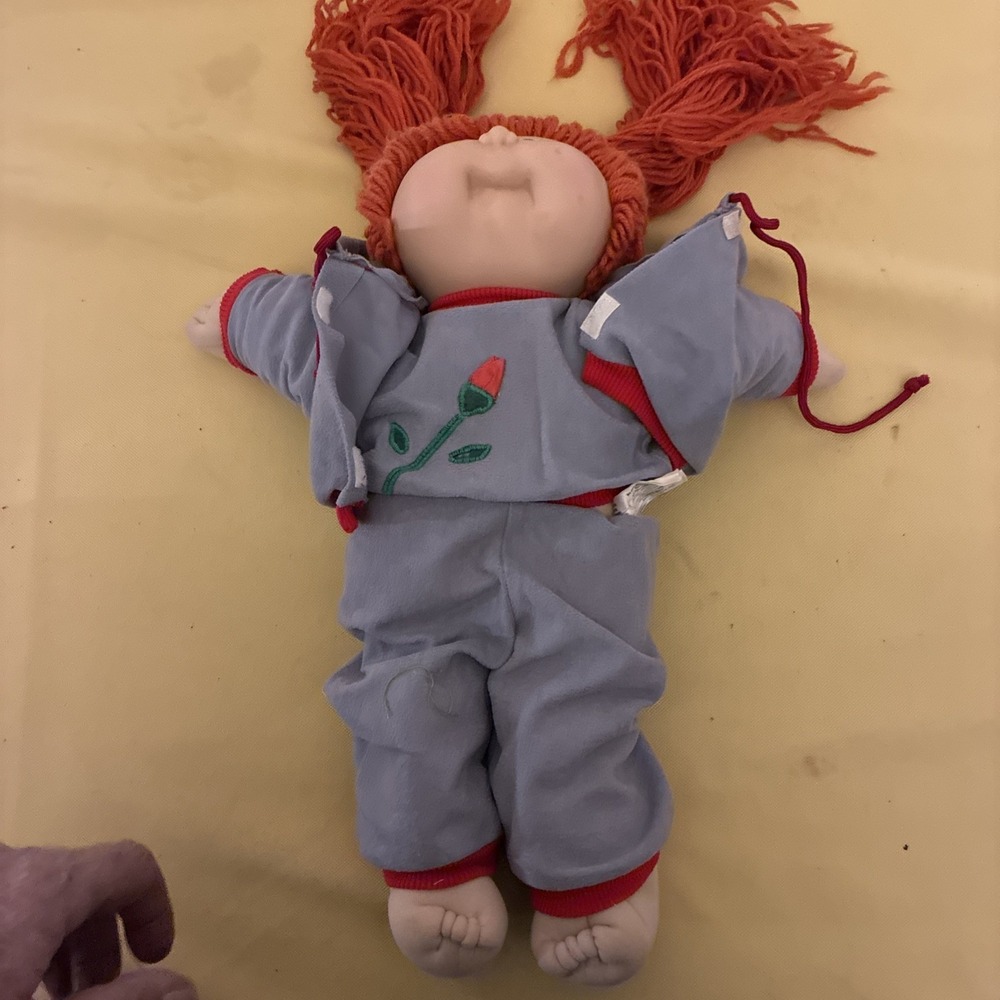 Vintage Cabbage Patch Kid Doll 1978 1982 Head 3 Red Hair Blue Eyes 1 Dimple - Picture 2 of 10